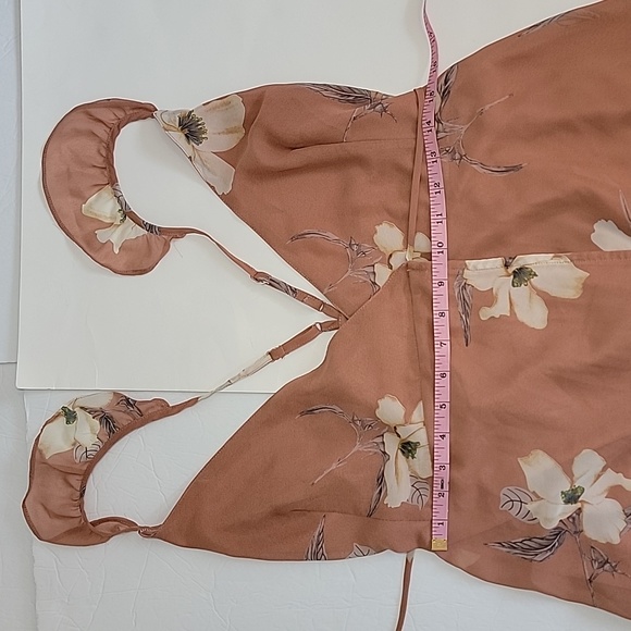 Lulu's All Mine Rusty Rose Floral Print High-Low Wrap Dress/ M. - Picture 7 of 13